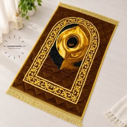 This beautifully designed, quilted prayer mat offers premium padding and is shown flat - courtesy of CLOTHIFYDOTPK.