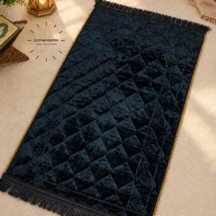 This beautifully designed, quilted prayer mat offers premium padding and is shown flat - courtesy of CLOTHIFYDOTPK.