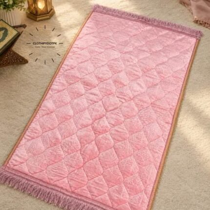 This beautifully designed, quilted prayer mat offers premium padding and is shown flat - courtesy of CLOTHIFYDOTPK.