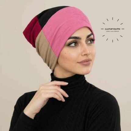 Woman wearing 4 color Hijab Cap | Comfortable hijab under cap accessory. BY CLOTHIFYDOTPK