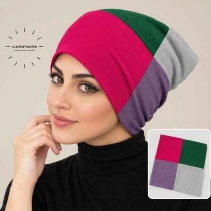 Woman wearing 4 color Hijab Cap | Comfortable hijab under cap accessory. BY CLOTHIFYDOTPK
