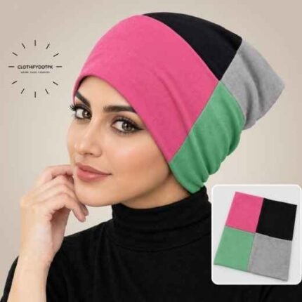 Woman wearing 4 color Hijab Cap | Comfortable hijab under cap accessory. BY CLOTHIFYDOTPK