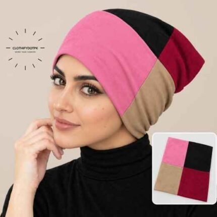 Woman wearing 4 color Hijab Cap | Comfortable hijab under cap accessory. BY CLOTHIFYDOTPK