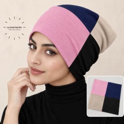 Woman wearing 4 color Hijab Cap | Comfortable hijab under cap accessory. BY CLOTHIFYDOTPK