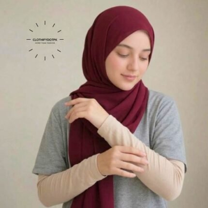 Woman wearing arm sleeves extenders for extra coverage. BY CLOTHIFYDOTPK