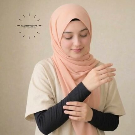 Woman wearing arm sleeves extenders for extra coverage. BY CLOTHIFYDOTPK
