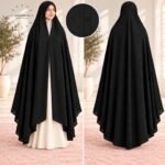 Woman wearing premium soft jacquard lawn Irani Namaz Chadar for salah also known as Namaz Duppatta. BY CLOTHIFYDOTPK