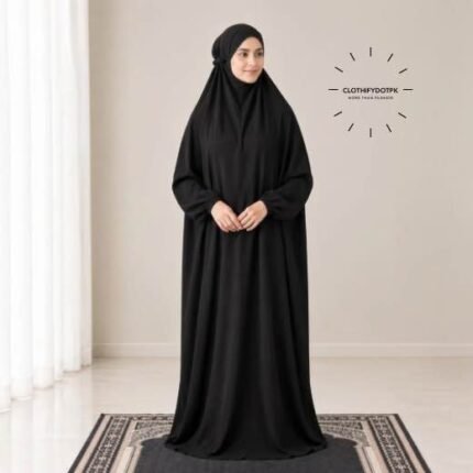 Woman Wearing full length Arabic Style Namaz Chadar While Standing for Salah Prayer. BY CLOTHIFYDOTPK