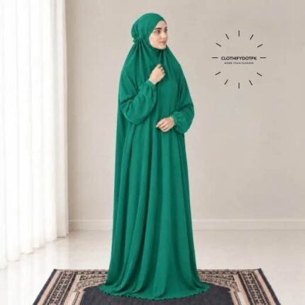 Woman Wearing full length Arabic Style Namaz Chadar While Standing for Salah Prayer. BY CLOTHIFYDOTPK