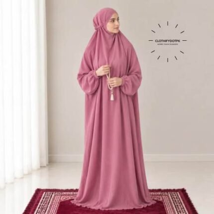 Woman Wearing full length Arabic Style Namaz Chadar While Standing for Salah Prayer. BY CLOTHIFYDOTPK