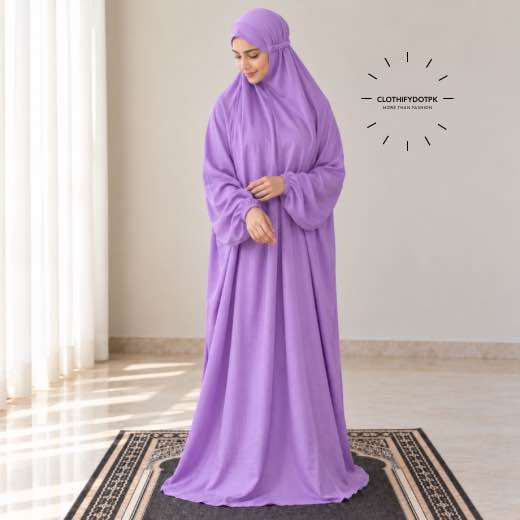 Woman Wearing full length Arabic Style Namaz Chadar While Standing for Salah Prayer. BY CLOTHIFYDOTPK
