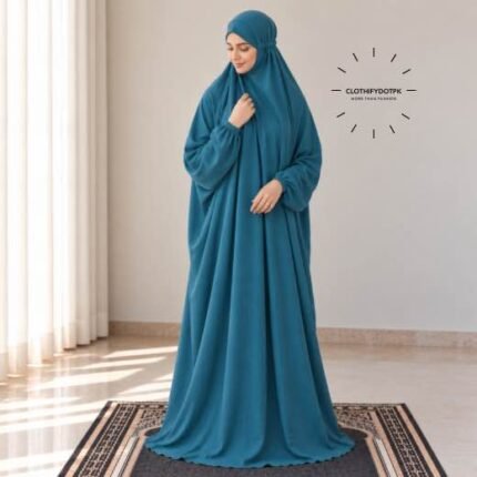 Woman Wearing full length Arabic Style Namaz Chadar While Standing for Salah Prayer. BY CLOTHIFYDOTPK