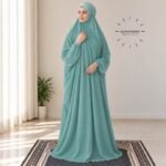 Woman Wearing full length Arabic Style Namaz Chadar While Standing for Salah Prayer. BY CLOTHIFYDOTPK