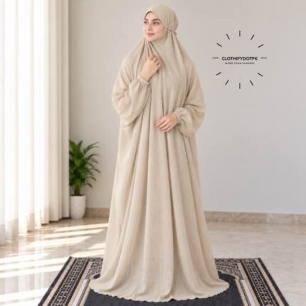 Woman Wearing full length Arabic Style Namaz Chadar While Standing for Salah Prayer. BY CLOTHIFYDOTPK