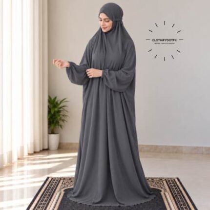 Woman Wearing full length Arabic Style Namaz Chadar While Standing for Salah Prayer. BY CLOTHIFYDOTPK