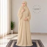 Woman Wearing full length Arabic Style Namaz Chadar While Standing for Salah Prayer. BY CLOTHIFYDOTPK