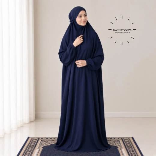 Woman Wearing full length Arabic Style Namaz Chadar While Standing for Salah Prayer. BY CLOTHIFYDOTPK