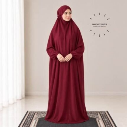 Woman Wearing full length Arabic Style Namaz Chadar While Standing for Salah Prayer. BY CLOTHIFYDOTPK