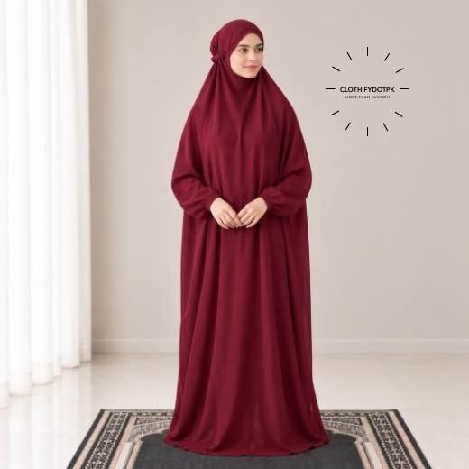 Woman Wearing full length Arabic Style Namaz Chadar While Standing for Salah Prayer. BY CLOTHIFYDOTPK