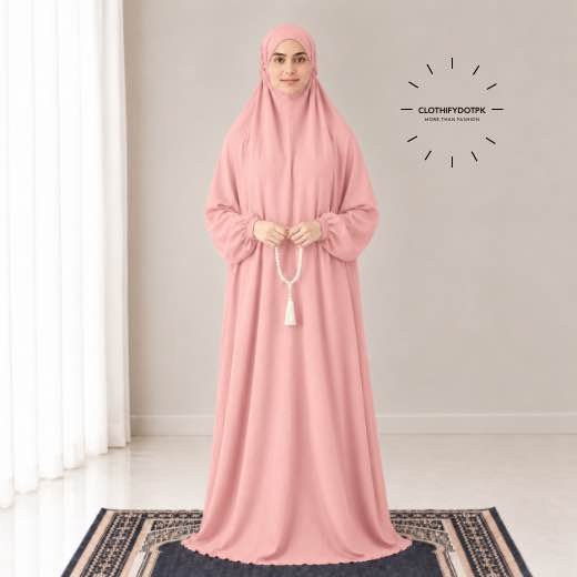 Woman Wearing full length Arabic Style Namaz Chadar While Standing for Salah Prayer. BY CLOTHIFYDOTPK