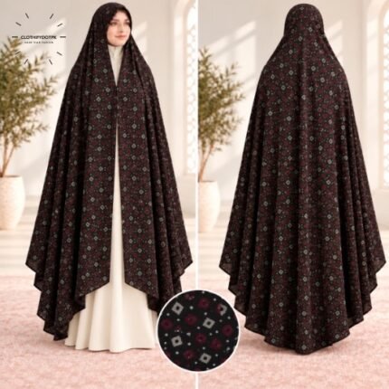 Woman wearing premium soft Irani Namaz Chadar for salah also known as Namaz Duppatta. BY CLOTHIFYDOTPK
