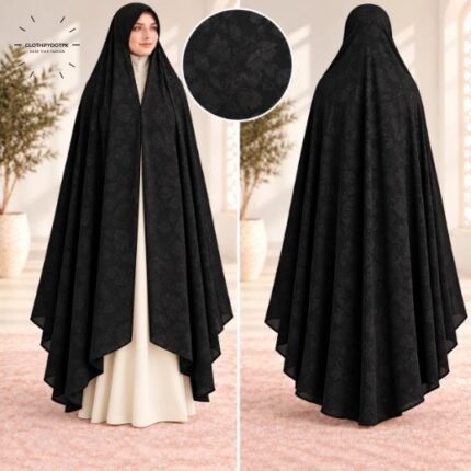 Woman wearing premium soft Irani Namaz Chadar for salah also known as Namaz Duppatta. BY CLOTHIFYDOTPK