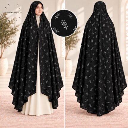 Woman wearing premium soft Irani Namaz Chadar for salah also known as Namaz Duppatta. BY CLOTHIFYDOTPK