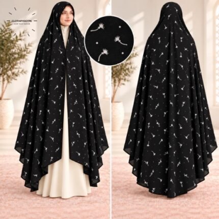 Woman wearing premium soft Irani Namaz Chadar for salah also known as Namaz Duppatta. BY CLOTHIFYDOTPK