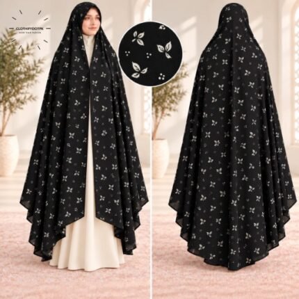 Woman wearing premium soft Irani Namaz Chadar for salah also known as Namaz Duppatta. BY CLOTHIFYDOTPK