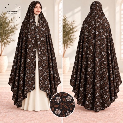 Woman wearing premium soft Irani Namaz Chadar for salah. BY CLOTHIFYDOTPK