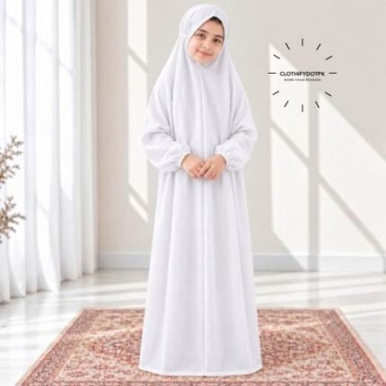 Elegant plain Kids Arabic Namaz Chadar with full coverage. BY CLOTHIFYDOTPK