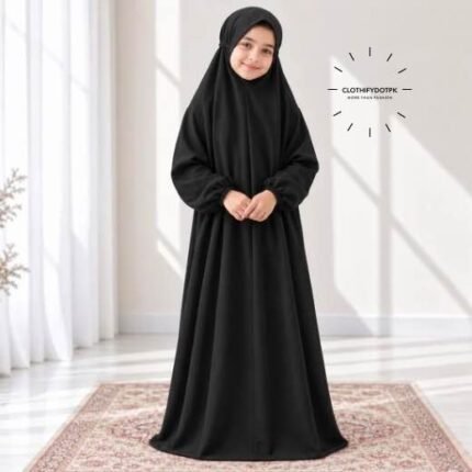 Elegant plain Kids Arabic Namaz Chadar with full coverage. BY CLOTHIFYDOTPK