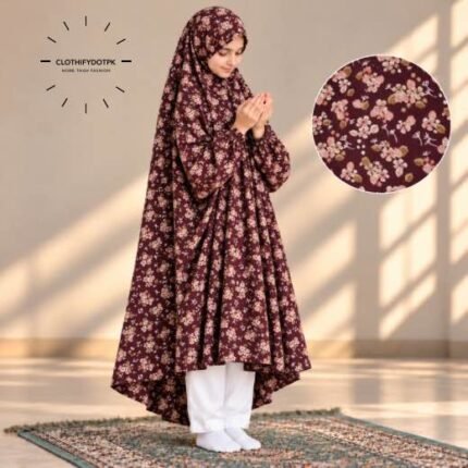 Kids Namaz Chadar for girls with comfortable coverage during daily Salah. BY CLOTHIFYDOTPK