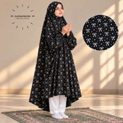 Kids Namaz Chadar for girls with comfortable coverage during daily Salah. BY CLOTHIFYDOTPK