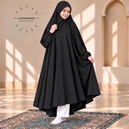 Plain Kids Namaz Chadar with sleeves for girls with comfortable coverage during daily Salah. BY CLOTHIFYDOTPK