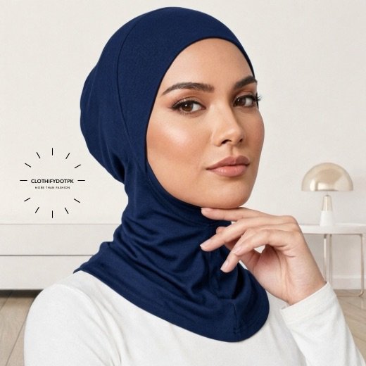 Ninja Hijab Cap-0785 - 5 Women wearing stretchable, close-fitting hijab undercap designed in a ninja style, covering the head and neck, breathable jersey fabric. BY CLOTHIFYDOTPK