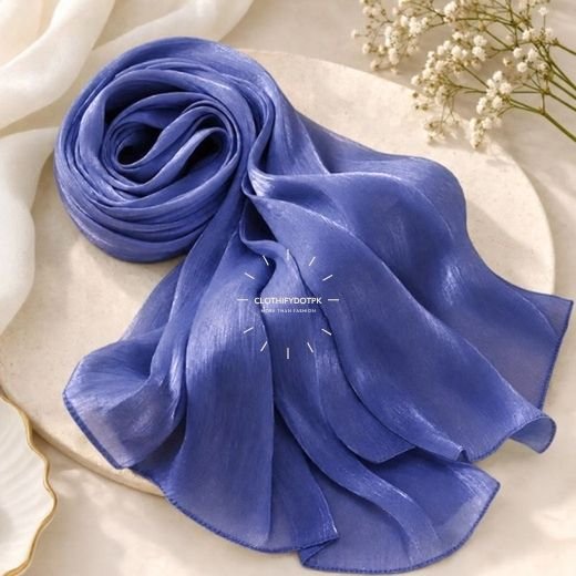 Close-up of Premium Organza Silk Hijab Fabric Texture - Soft Sheer and Breathable. BY CLOTHIFYDOTPK