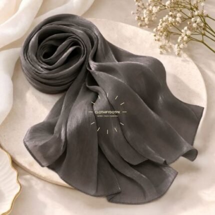 Close-up of Premium Organza Silk Hijab Fabric Texture - Soft Sheer and Breathable. BY CLOTHIFYDOTPK