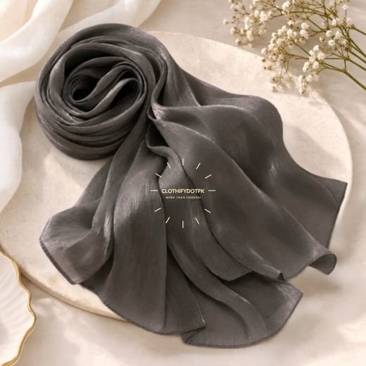 Close-up of Premium Organza Silk Hijab Fabric Texture - Soft Sheer and Breathable. BY CLOTHIFYDOTPK