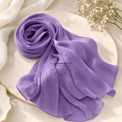 Close-up of Premium Organza Silk Hijab Fabric Texture - Soft Sheer and Breathable. BY CLOTHIFYDOTPK