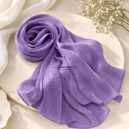 Close-up of Premium Organza Silk Hijab Fabric Texture - Soft Sheer and Breathable. BY CLOTHIFYDOTPK
