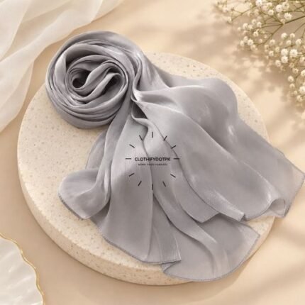 Close-up of Premium Organza Silk Hijab Fabric Texture - Soft Sheer and Breathable. BY CLOTHIFYDOTPK