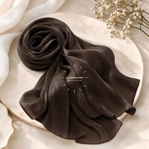 Close-up of Premium Organza Silk Hijab Fabric Texture - Soft Sheer and Breathable. BY CLOTHIFYDOTPK