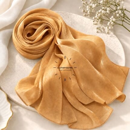 Close-up of Premium Organza Silk Hijab Fabric Texture - Soft Sheer and Breathable. BY CLOTHIFYDOTPK