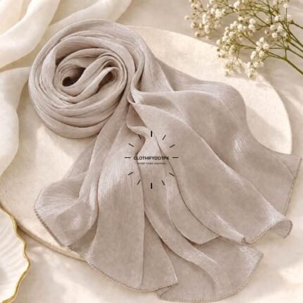Close-up of Premium Organza Silk Hijab Fabric Texture - Soft Sheer and Breathable. BY CLOTHIFYDOTPK