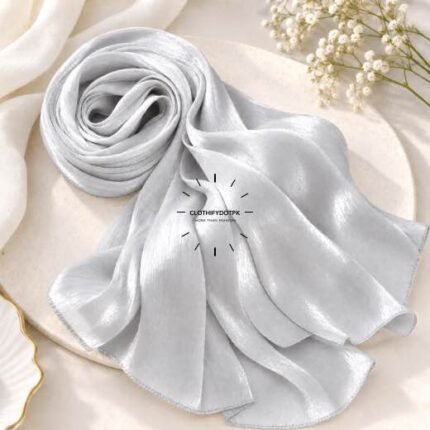 Close-up of Premium Organza Silk Hijab Fabric Texture - Soft Sheer and Breathable. BY CLOTHIFYDOTPK