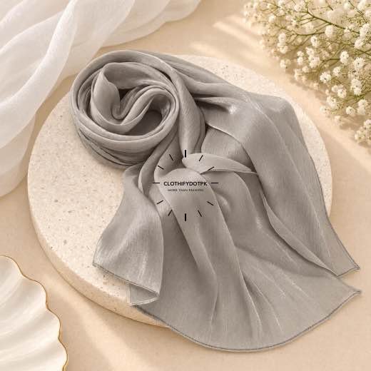 Close-up of Premium Organza Silk Hijab Fabric Texture - Soft Sheer and Breathable. BY CLOTHIFYDOTPK