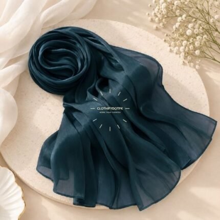 Close-up of Premium Organza Silk Hijab Fabric Texture - Soft Sheer and Breathable. BY CLOTHIFYDOTPK