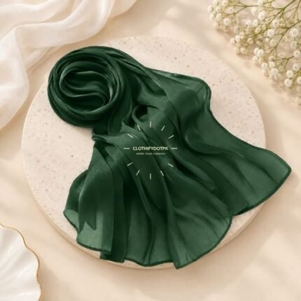 Close-up of Premium Organza Silk Hijab Fabric Texture - Soft Sheer and Breathable. BY CLOTHIFYDOTPK
