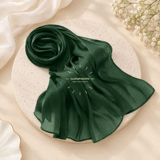 Close-up of Premium Organza Silk Hijab Fabric Texture - Soft Sheer and Breathable. BY CLOTHIFYDOTPK